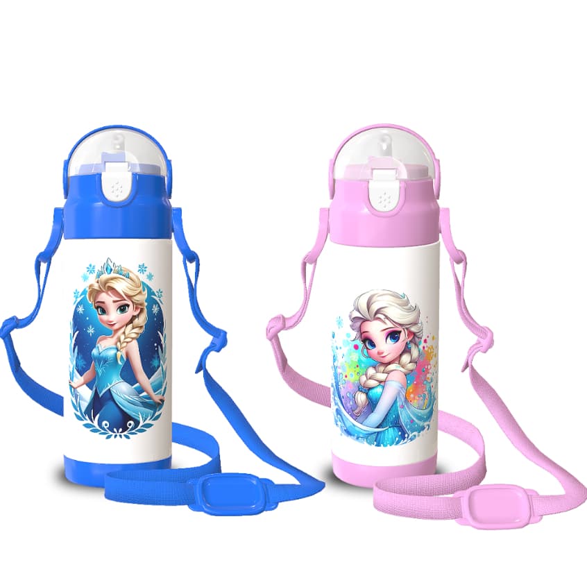 Garrafinha Térmica Personalizada Elsa Frozen Com Nome Alça Canudo 350ml Garrafinha termica infantil Elsa Frozen com nome
