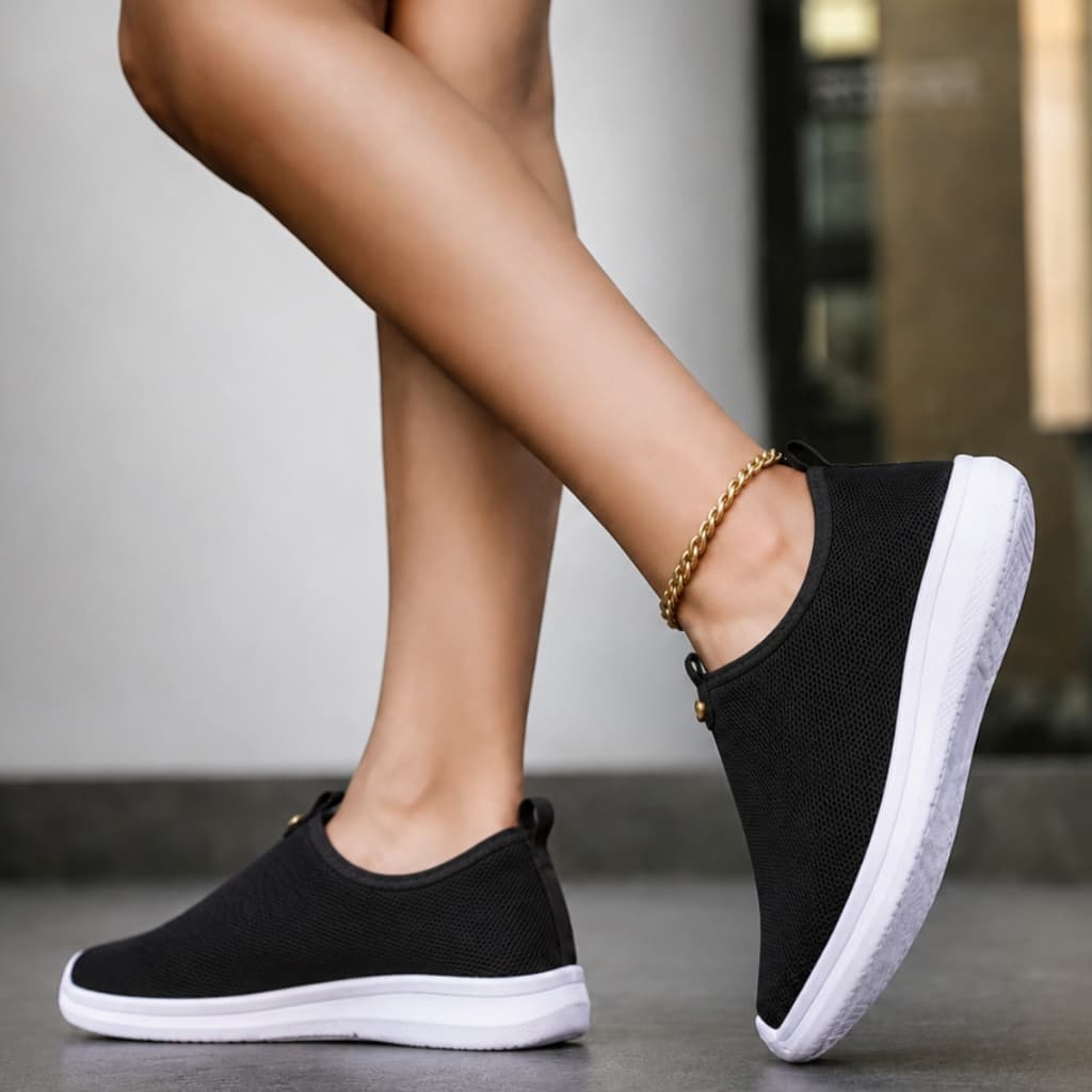 Sapato Feminino Com Pedrinha -Tenis Meia Casual Sem Cadarço Leve e Confortavel