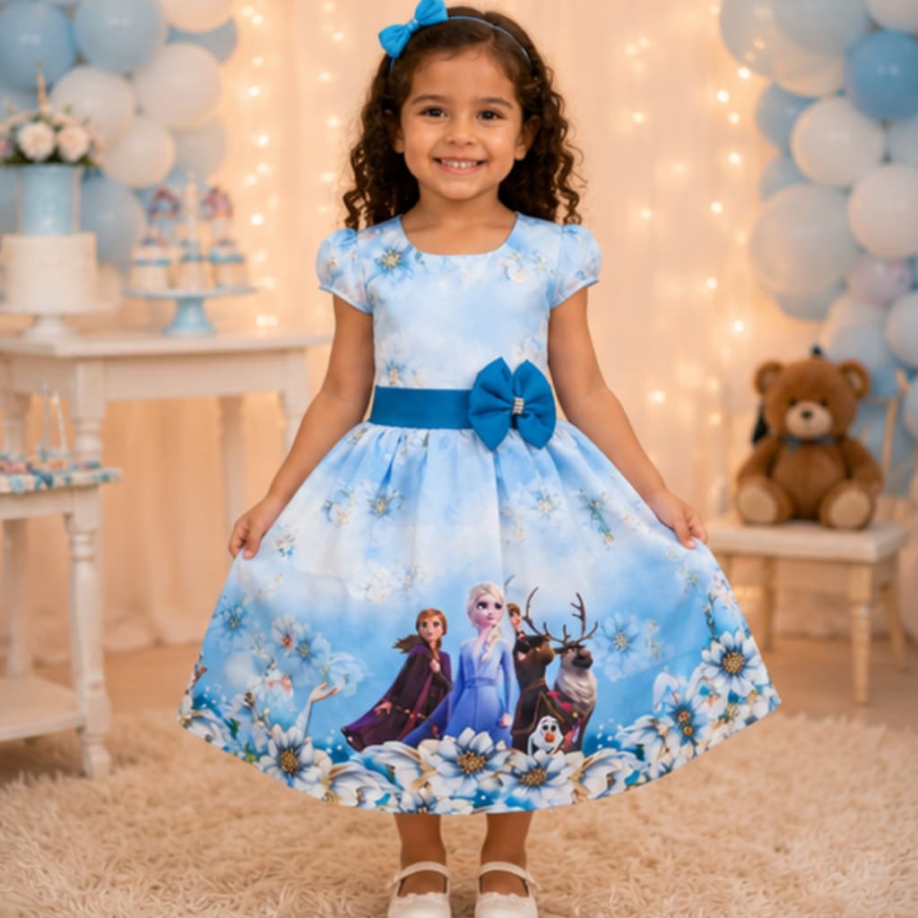 VESTIDO INFANTIL DA FROZEN PARA ANIVERSÁRIO, FESTAS, ELSA E ANNA, OLAF
