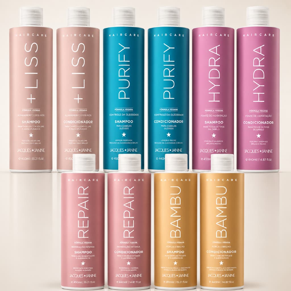 Kit Hair Care Shampoo e Condicionador 450ml Jacques Janine Kit Cabelo Shampoo Condicionador Vegano
