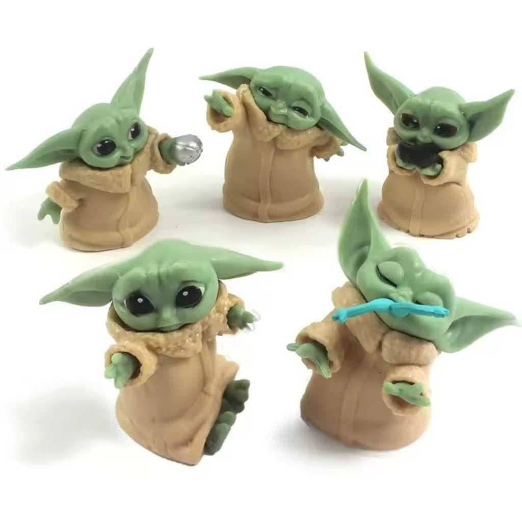 Action Figure Grogu Baby Yoda Kit 5 Peças - Boneco Star Wars Mandaloriano