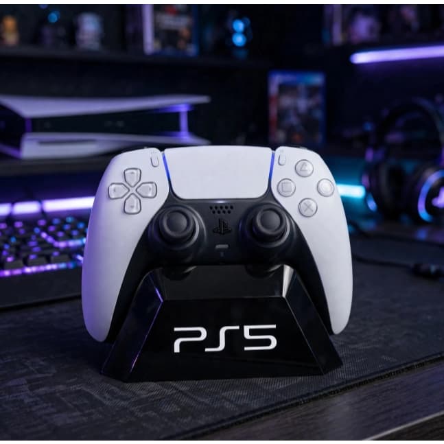 Suporte Duplo Para 2 Controles - Base Mesa Gamer Organizador - Preto Branco Azul | Domora 3D