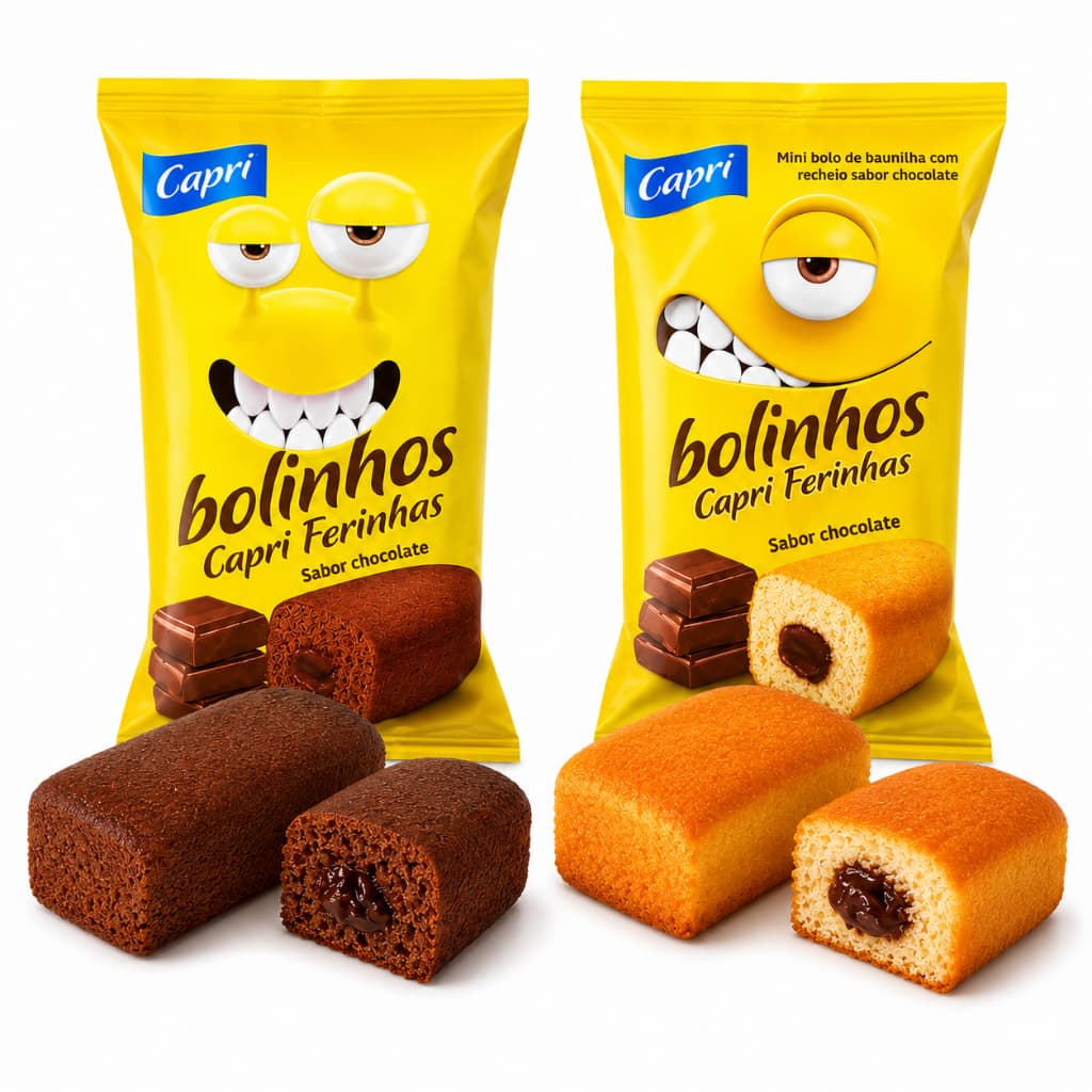 Mix 20 bolinhos 2 sabores, chocolate e baunilha com recheio de chocolate