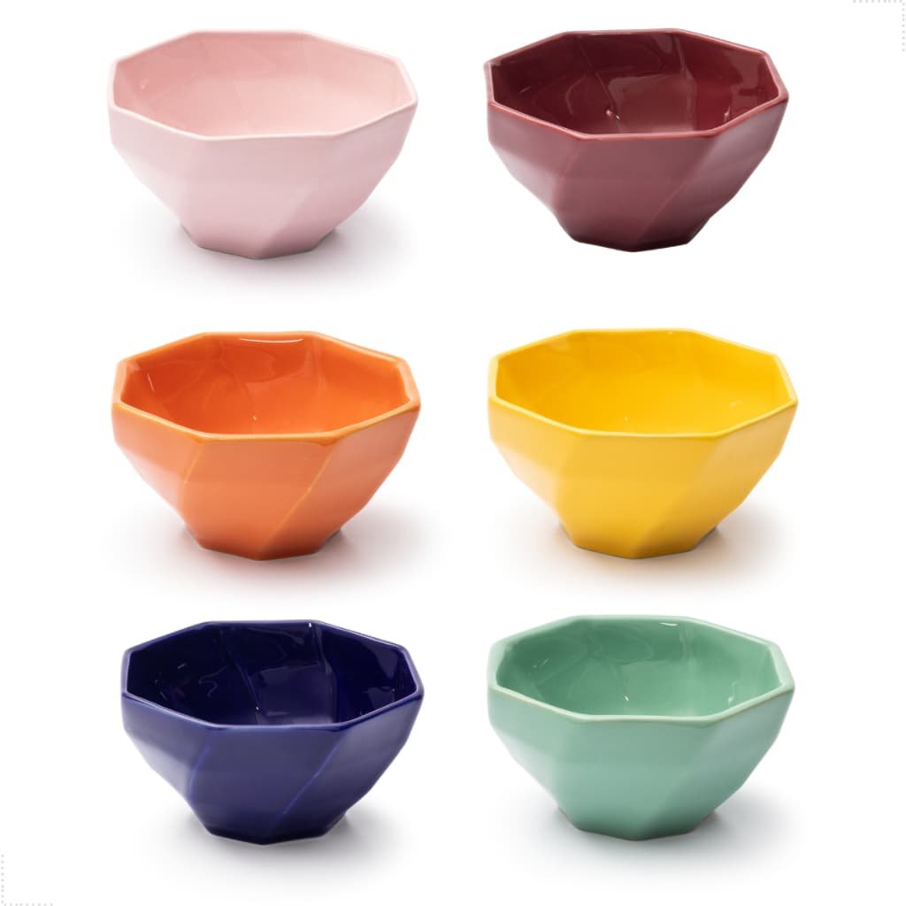 Conjunto 6 Bowls 350ml Tigela Cumbuca Cerâmica para Saladas Cereais Sopas Sobremesas