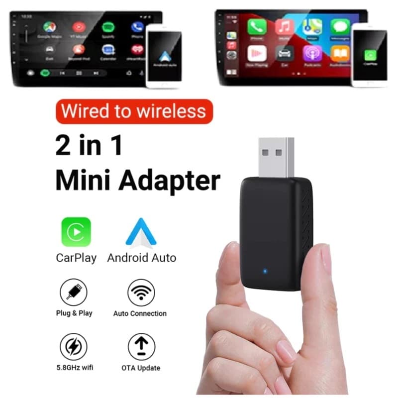 Adaptador CarPlay Sem Fio 2 Em 1 Android Auto automotiv Android CarPlay sem fio para carro com fábrica
