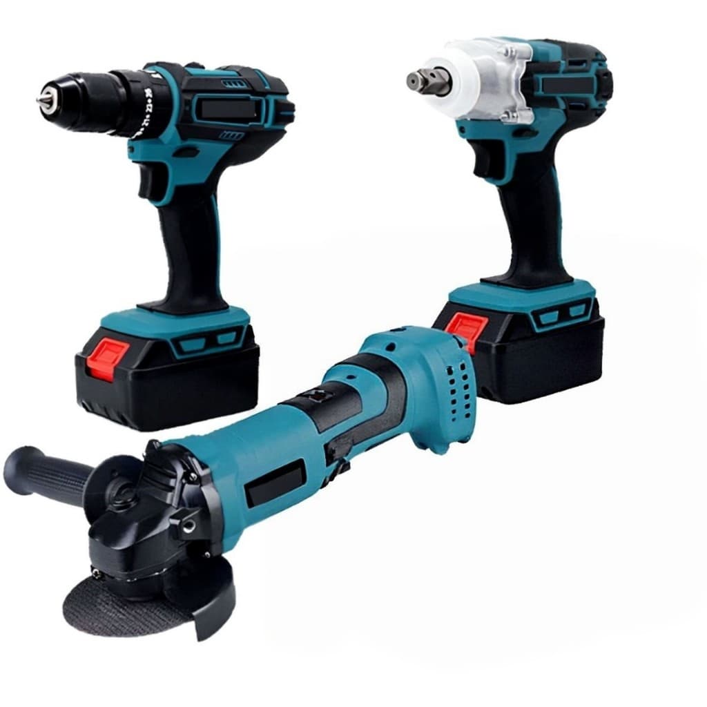 Kit 3 EM Multiferramentas 48V Sem Escova Com Furadeira Chave E Esmerilhadeira E Bateria Íon-Lítio