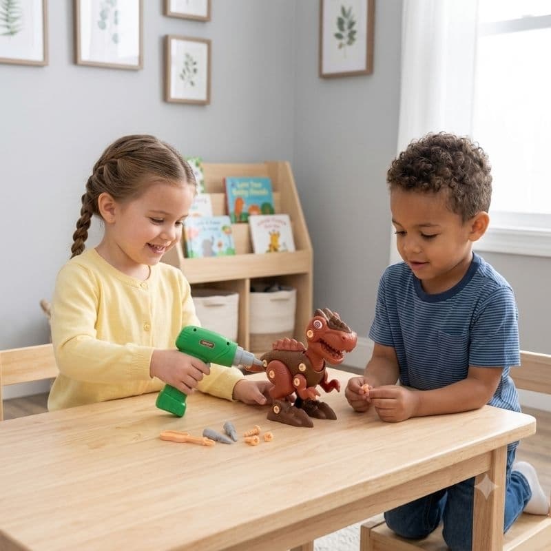 Brinquedo Educativo Dinossauro Interativo Montagem Com Parafusadeira Bateria Infantil