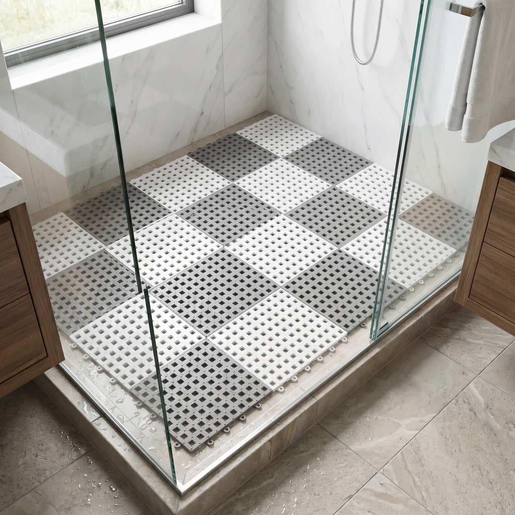 Kit 4 Tapete Box Banheiro Antiderrapante PVC 30x30cm Modular Encaixe Lavavel Drenante