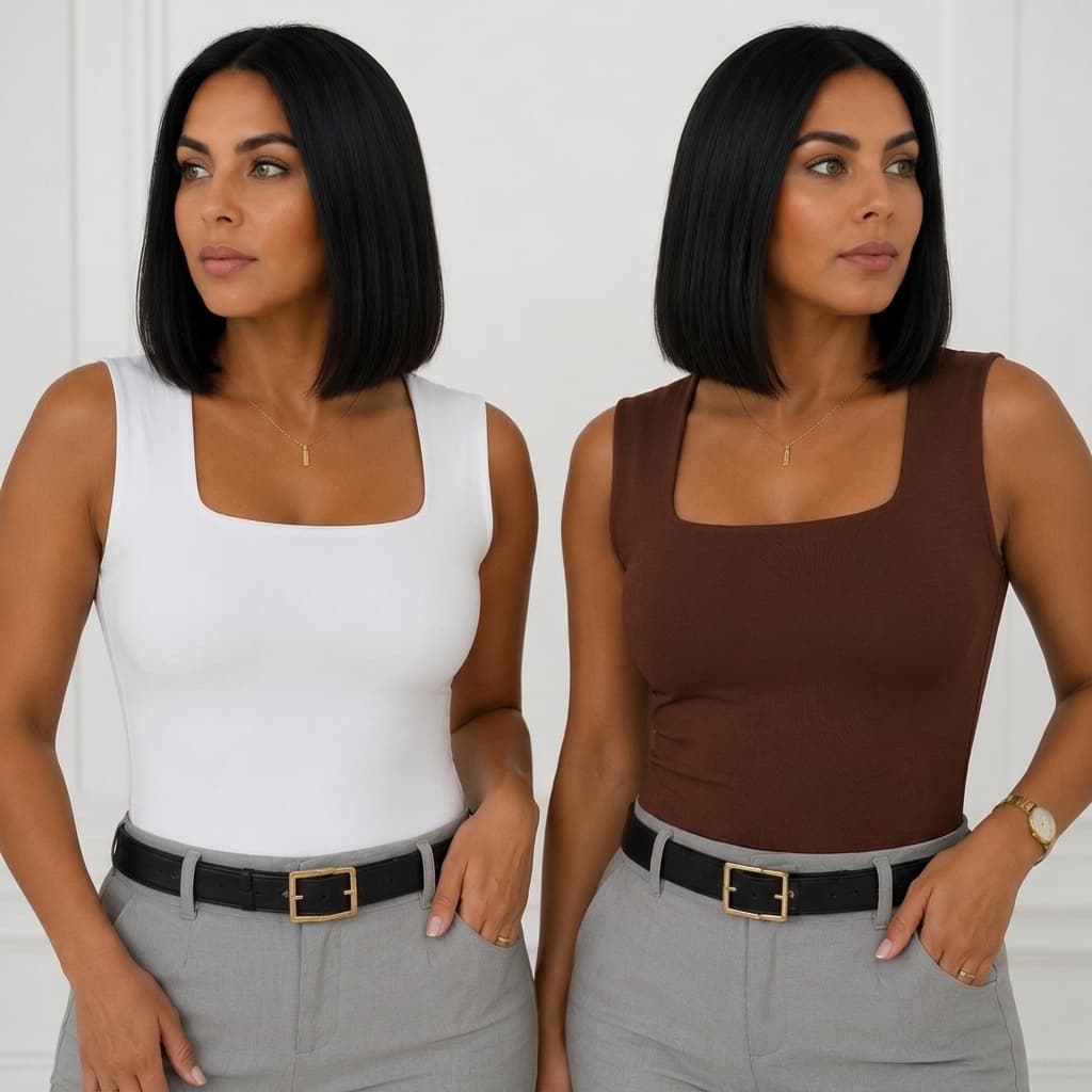 Kit 2 Blusa Regata Feminina Quadrado Básica Feminina Moda Blusinha