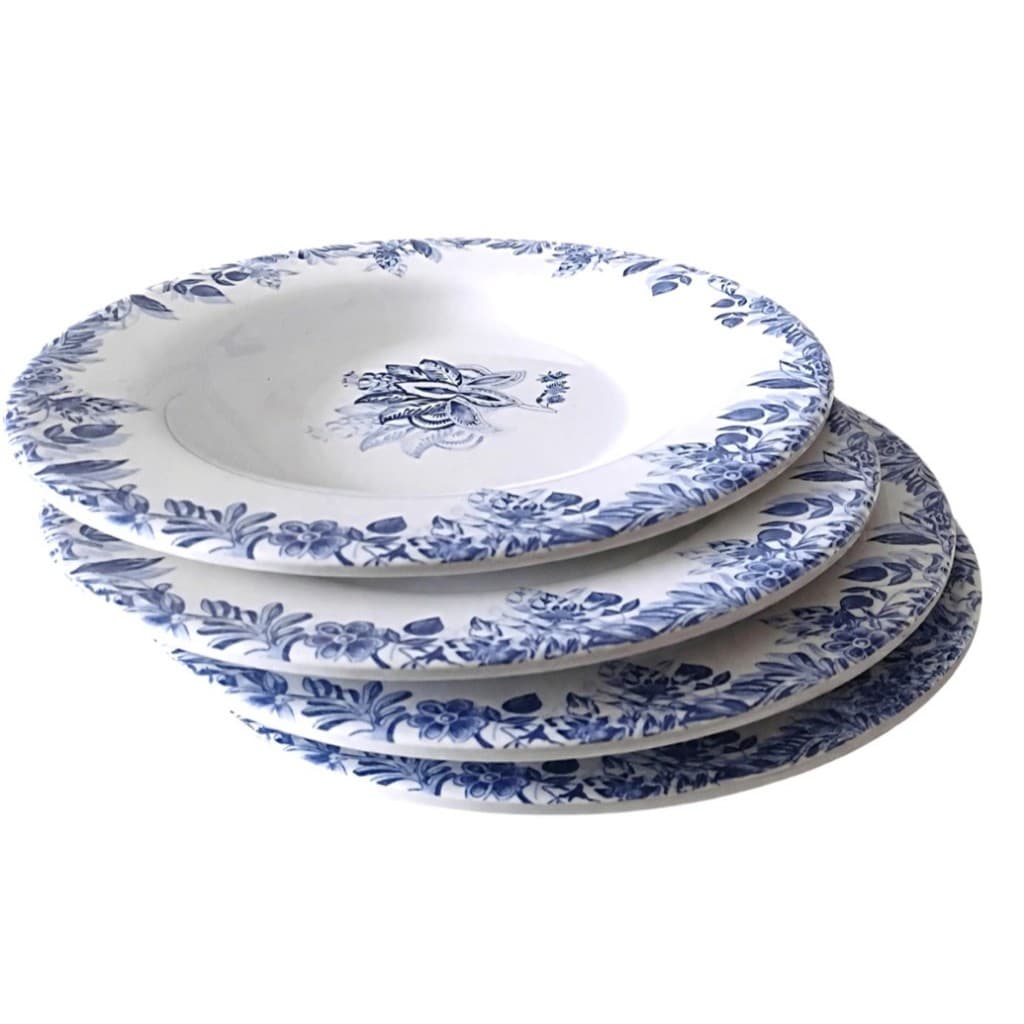 Kit 4 Prato Fundo  Melamina 22 cm Estampa Floral Resistente Mesa Posta Cozinha Restaurante