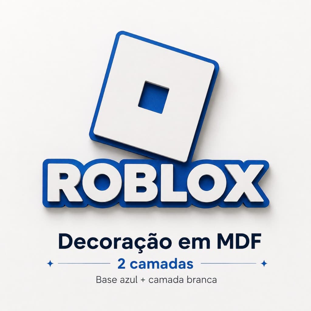 Decoração de Parede em MDF 2 Camadas – Roblox Azul e Branco