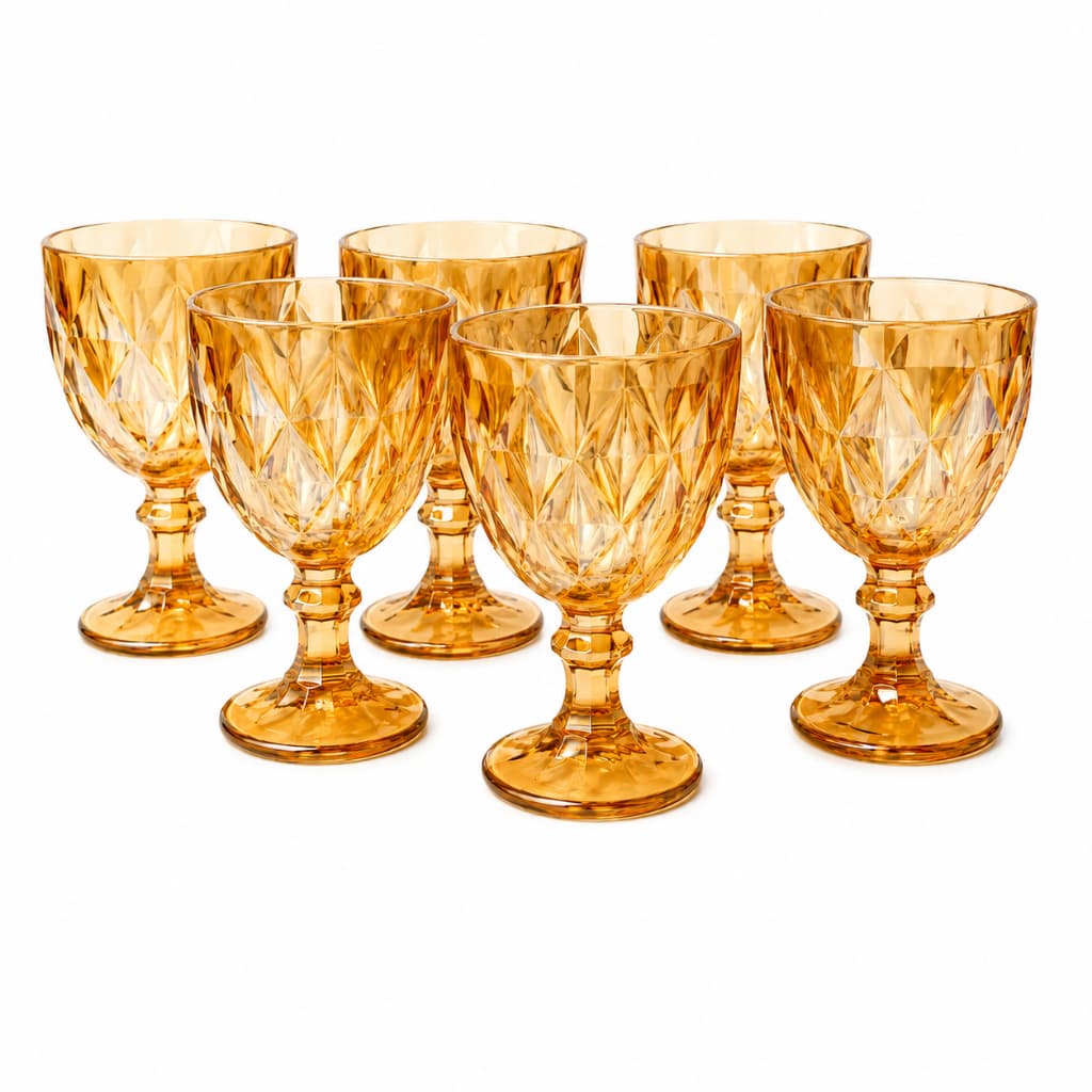Jogo 6 Taças Diamond Âmbar 330ml Para Água e Vinho