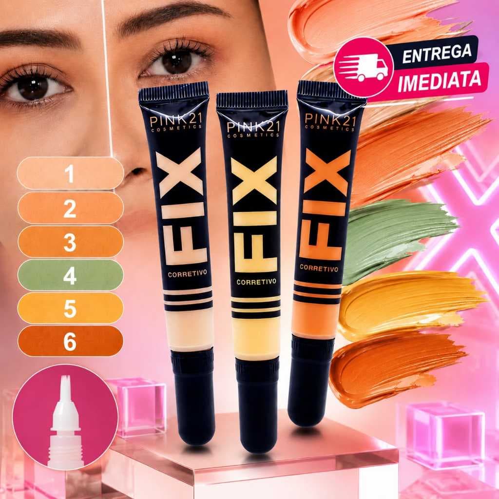 Corretivo Pink 21 Fix Alta Cobertura Maquiagem Profissional Longa Duração