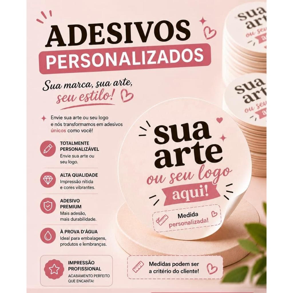 Etiqueta Adesiva Personalizada Redonda ou Quadrada