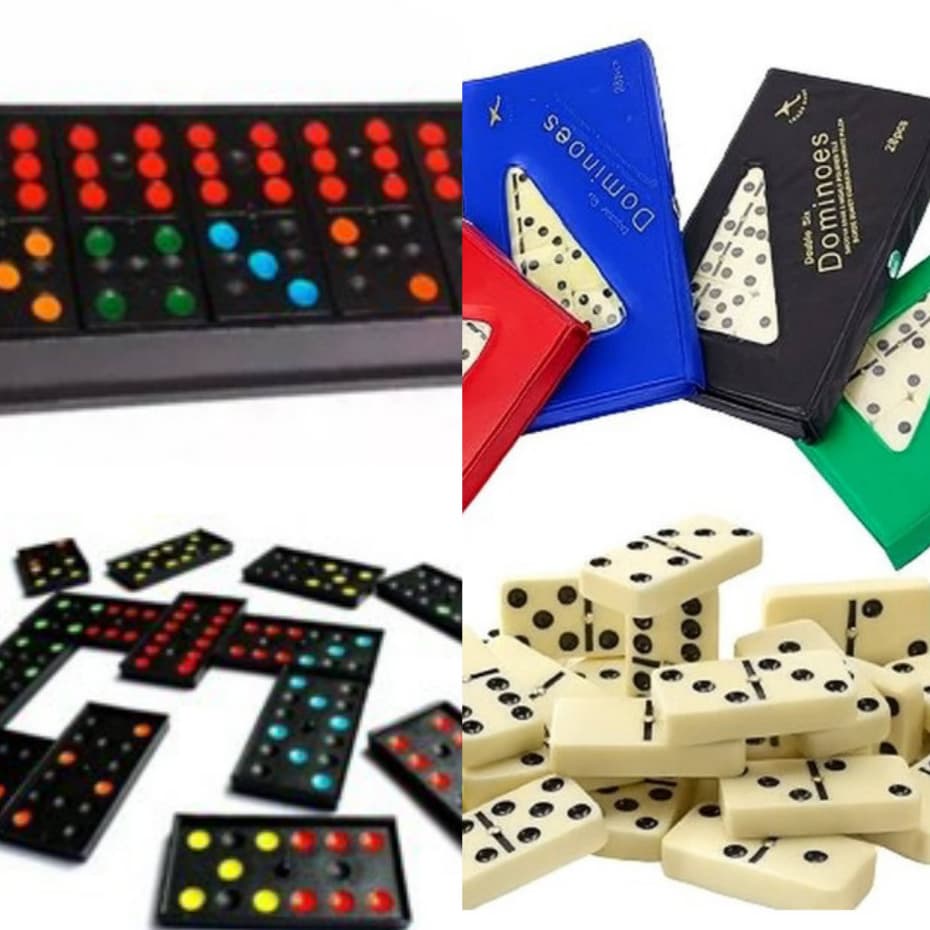 Dominó de Osso Grande Profissional 28 Peças com Estojo Jogo Domino 8mm Grosso ou Preto Plástico