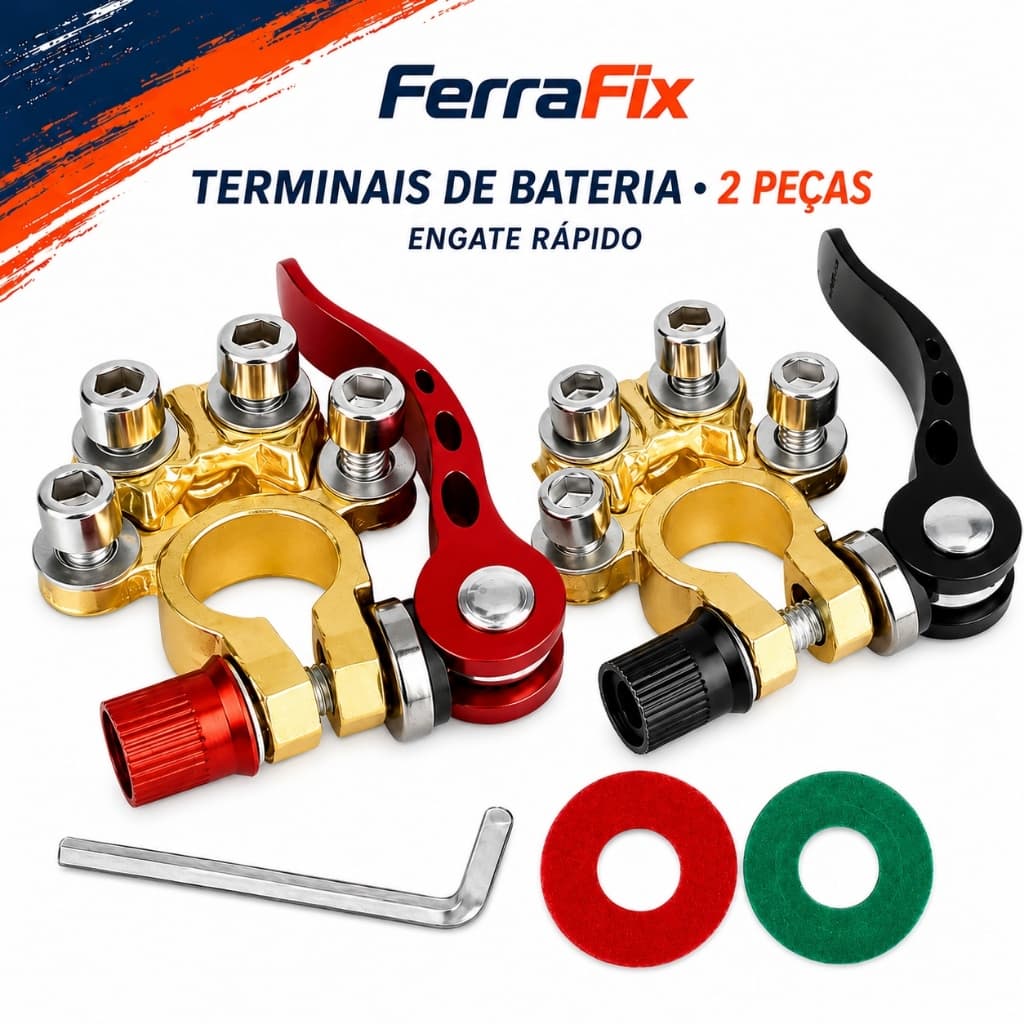 1 Par Terminal de Bateria Automotivo Positivo e Negativo Conector com Liberação Rápida para Carro