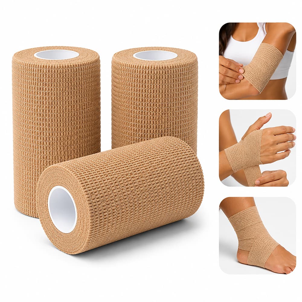 Kit 3 Rolos Bandagem Elástica Autoaderente 10cm x 4,5m Atadura Coesiva Pet Esporte