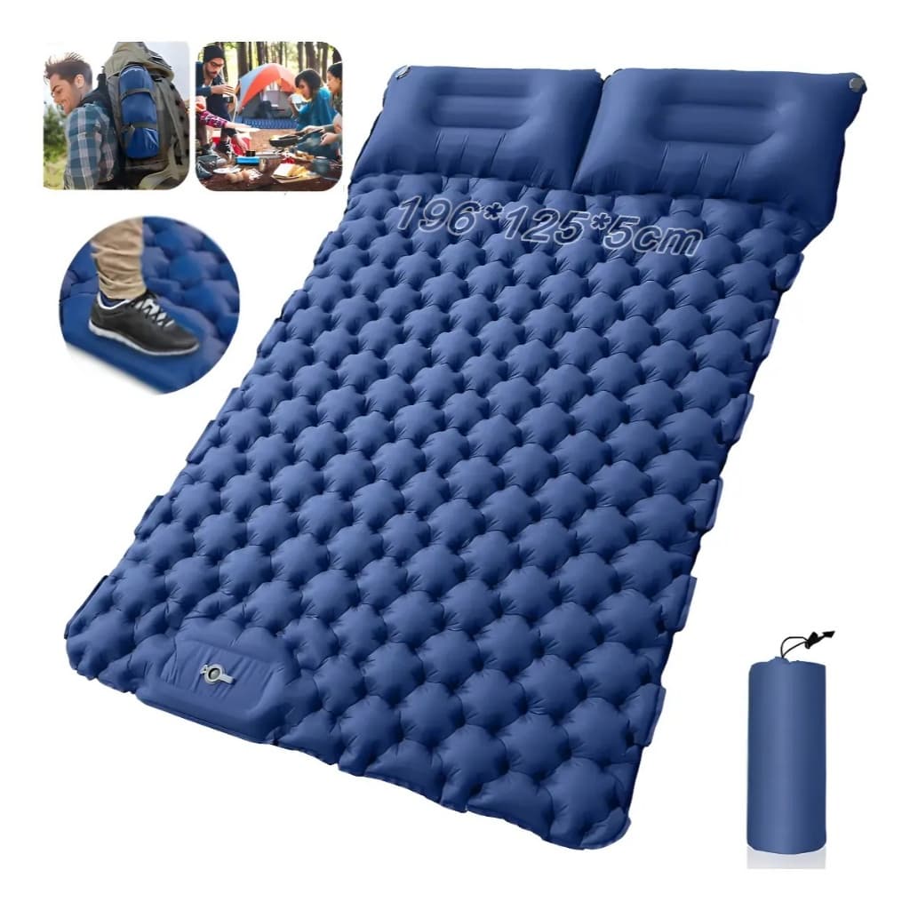 Colchão Inflável Casal Automático para Acampar De Sleeping Pad Ar Externo Portátil Acampamento 190 *120*5 Cm Com Travess