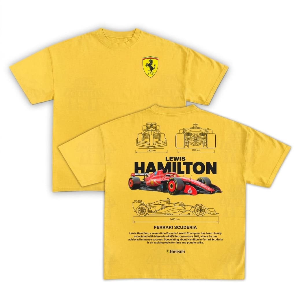 Camiseta Oversized Ferrari x Lewis Hamilton 100% Algodão Premium Unissex Streetwear Envio imediato