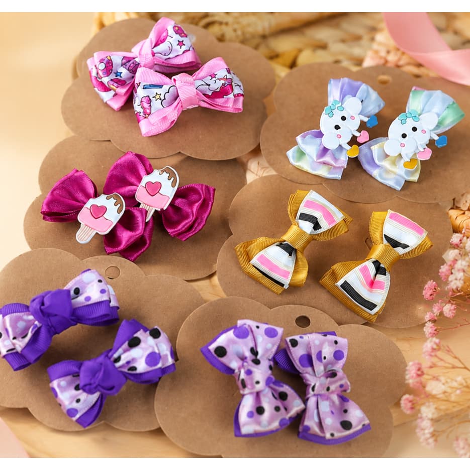 Kit 10 Laços Infantil Parzinhos de Laços Duplo Luxo Cores Sortidas Presilhas Envio Imediato
