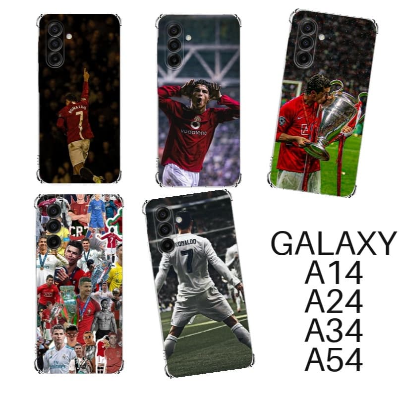 Capinhas de Celular TPU Samsung Galaxy A14 A24 A34 A54 Futebol Fut Copa CR7 Cristiano Ronaldo Proteção Anti-Impacto