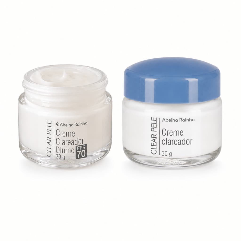 Kit Creme Clareador Facial Dia FPS 70 e Noite Ácido Kójico Abelha Rainha