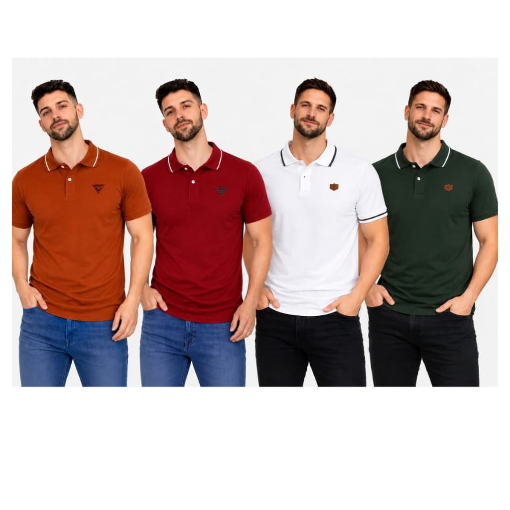 Kit 4 Camisas Polo Masculinas Premium Algodão Bordadas Alta Qualidade
