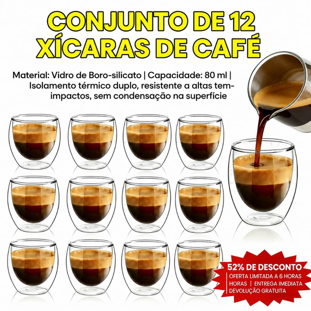 Kit 12/6 Glasses Double Wall Glass Coffee Shot Dose Modern Chic Corner Coffee Office