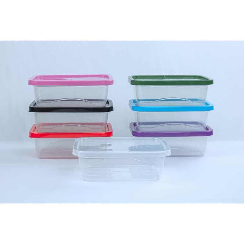 Kit 10 Potes Plásticos 1 Litro escolher Cor da Tampa Transparente Marmita Organizador De Alimentos