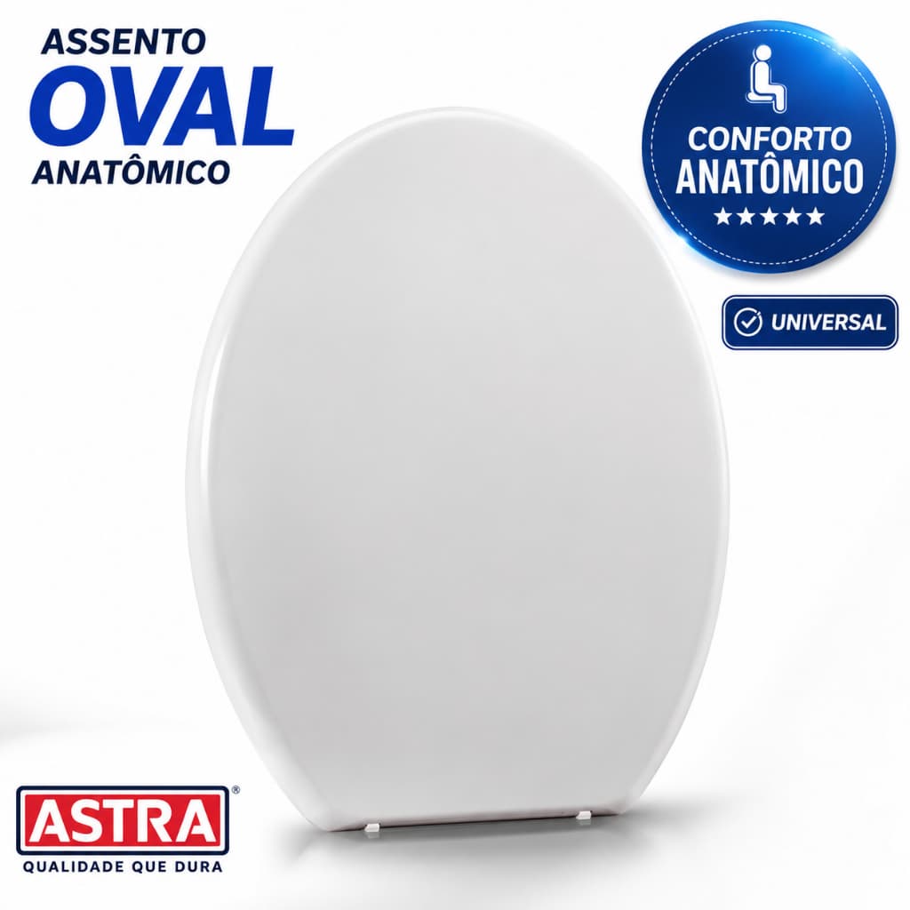 Assento Sanitário Oval Astra Branco Anatômico Universal Tampa Vaso Sanitário Alta Resistência Original
