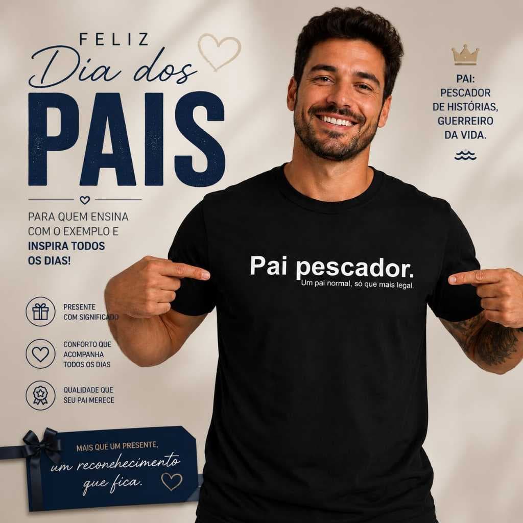 Camisa Camiseta presente dia dos Pais Pescaria Pai Pescador