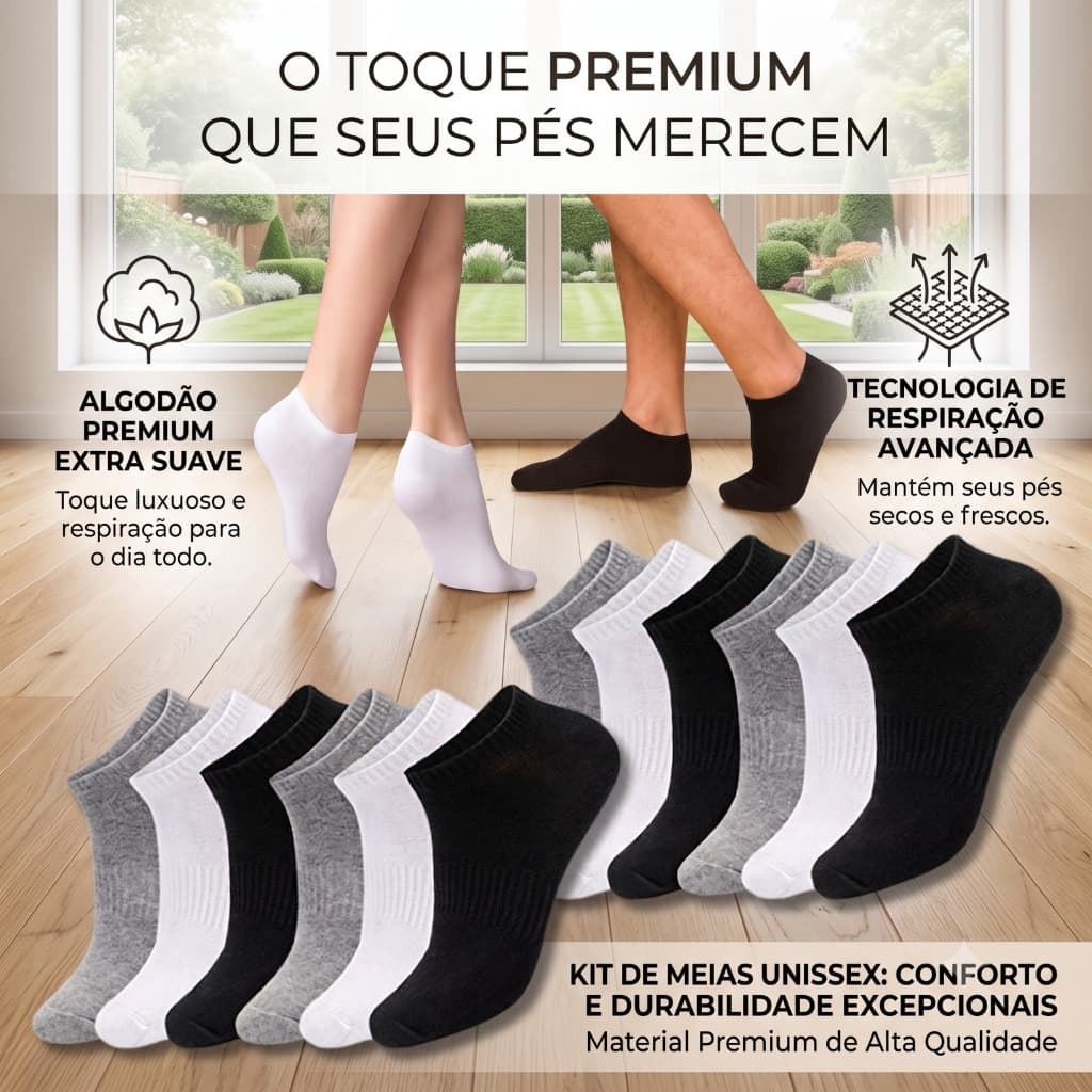 Kit Meia de Algodão Soquete Material Premium Estilosa Unisex Confortavel - Envio Imediato