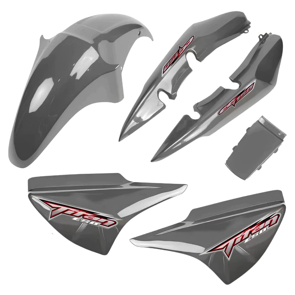 Kit Carenagem Titan 150 Prata Cinza 2006 2007 2008 + Adesivos + Evernizado