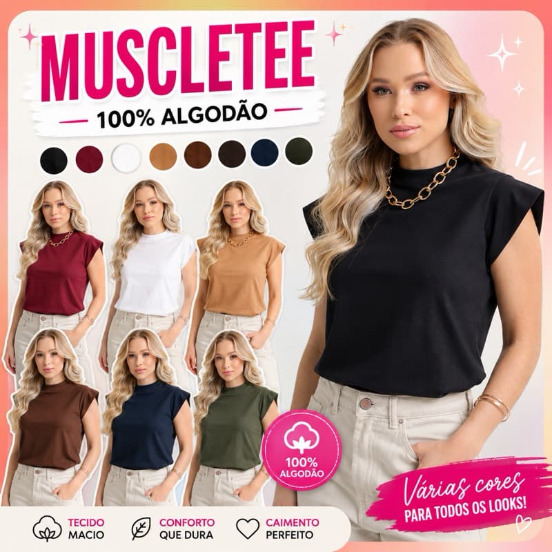 T Shirt blusa gola alta feminina muscle tee manga curta 100% algodão camiseta básica lisa preta branca nude