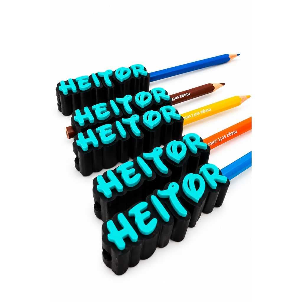 Kit 5 Ponteiras para Lápis com Nome Personalizado Impressão 3D Material Escolar