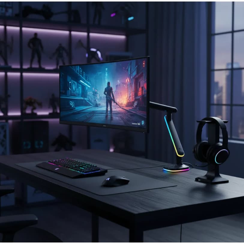 Suporte Monitor Rgb Gamer Attack 32 Usb Tipo C 2.0