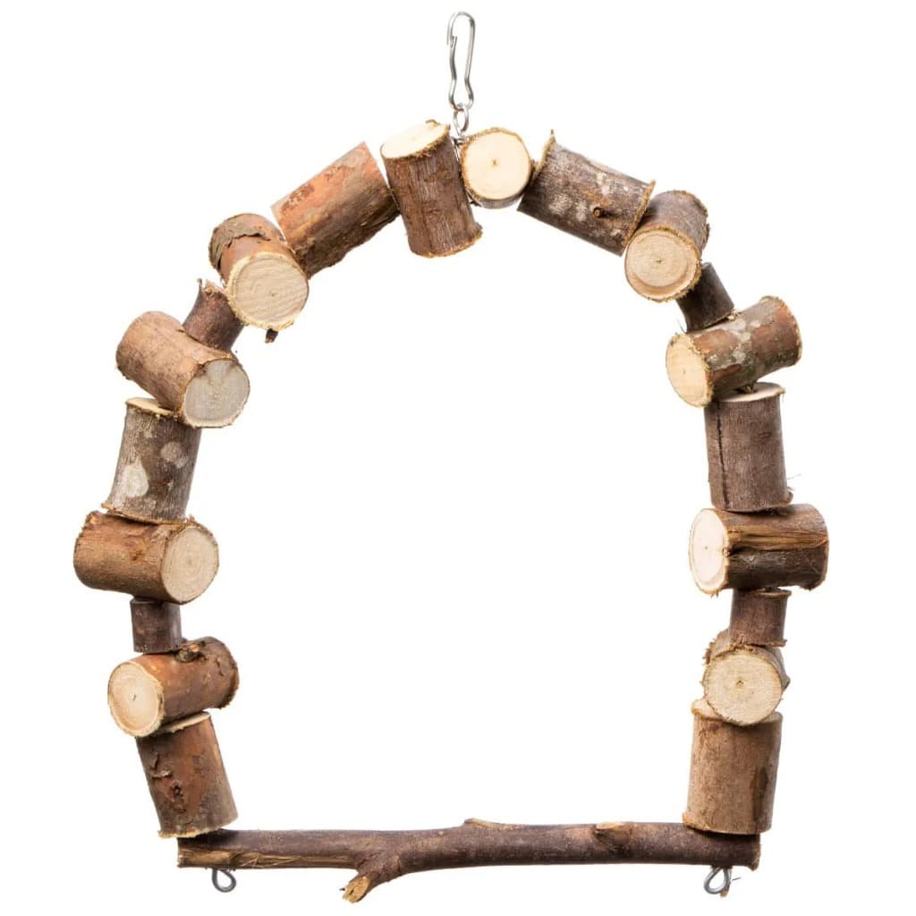 Balanço Brinquedo Madeira Natural Rústico Pássaros Calopsita Periquito Arco Eucalipto - Médio