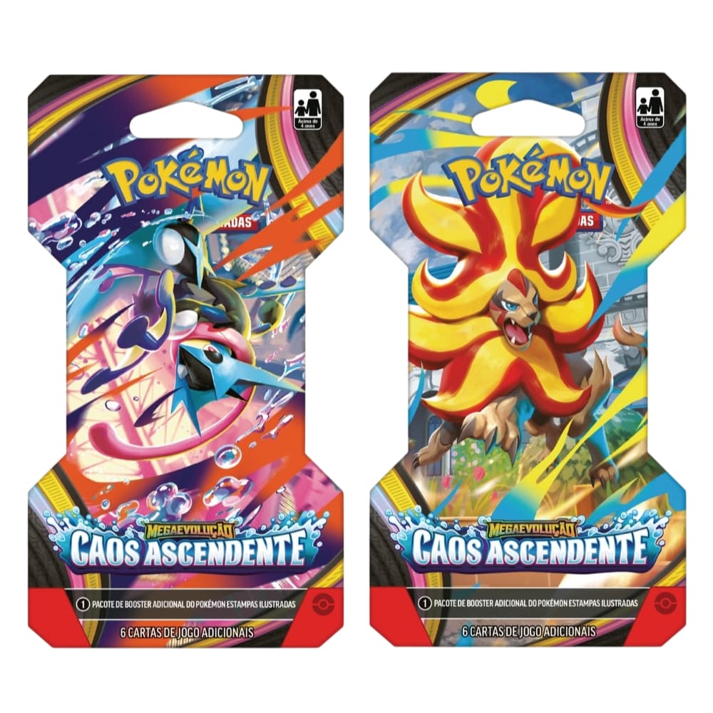 Blister Pokémon TCG Megaevolução Caos Ascendente ME04 Copag Booster Lacrado