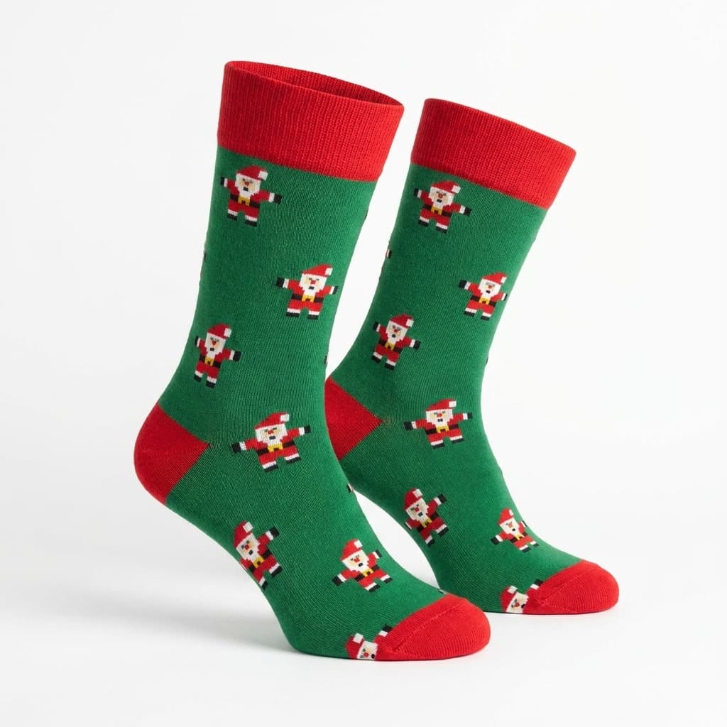 Meia Natal Adulto Papai Noel Divertida Cano Alto Unissex Meia Estampada Presente Natalino