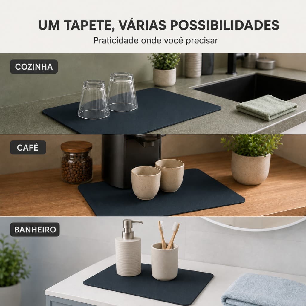 Kit 2 ou 1 Esteira De Secagem Antiderrapante Para Cozinha Copos Super Absorvente Secagem Rápida De Água Secador de Louça