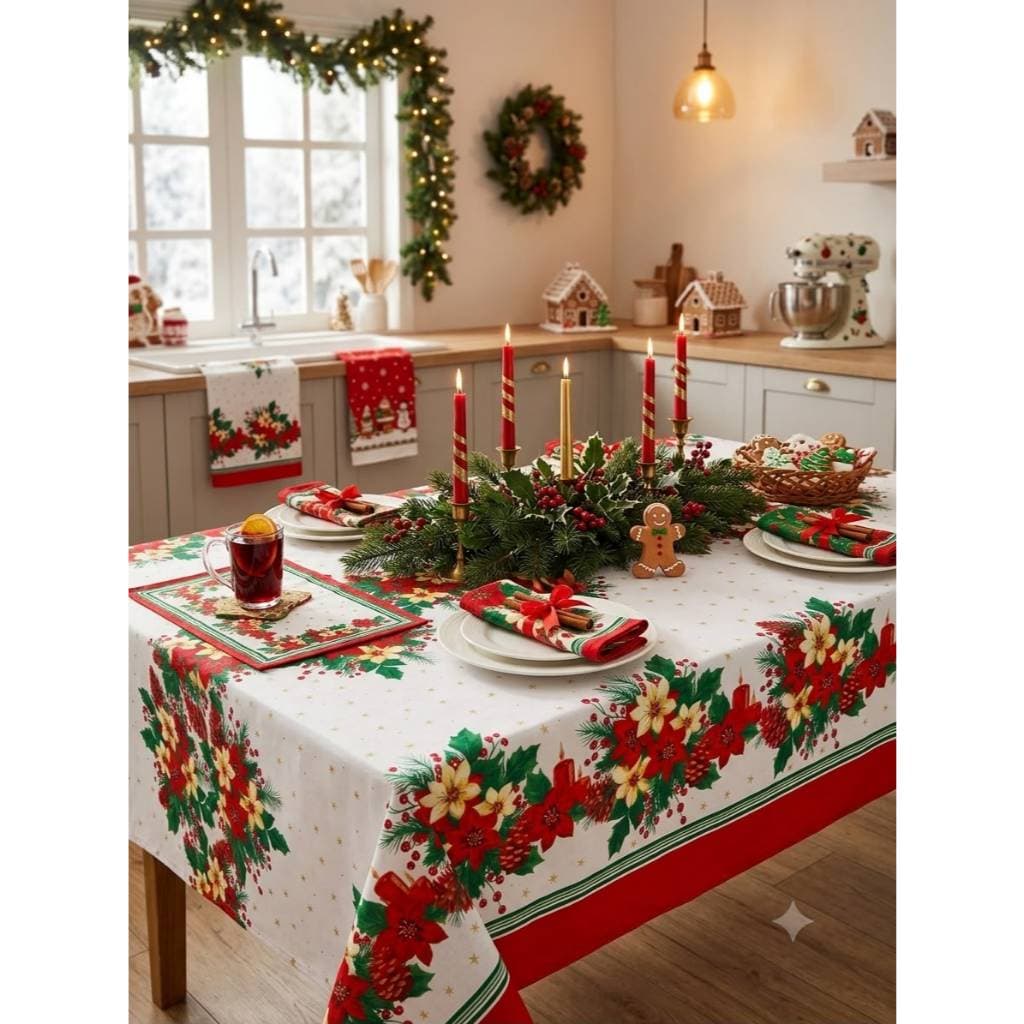Toalha de Mesa Cozinha Natal Estampada 4 e 6 Lugares Natalina e diversas estampas Dia a Dia