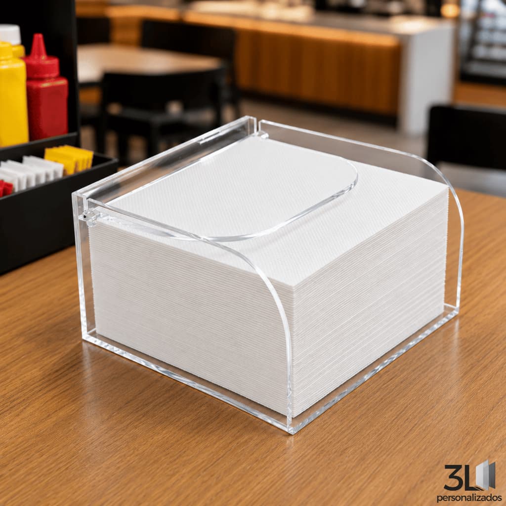 Papeleira Porta Guardanapo Papel Bar Lanchonete Padaria Acrílico 13x12 02mm