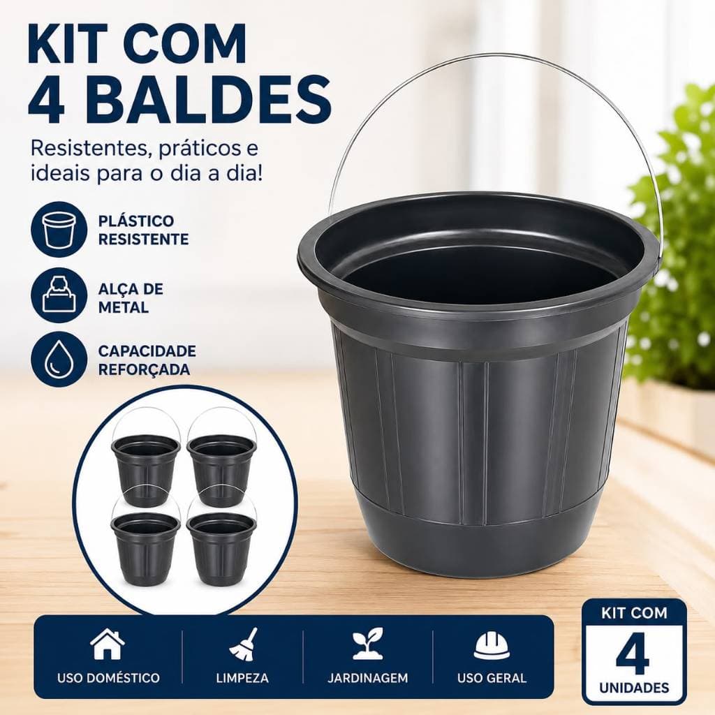 Kit 4 Baldes multiuso 7,5 litros