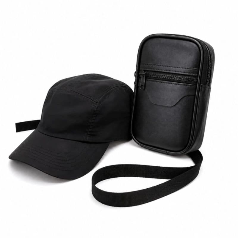 boné five panel aba curva +  bolsa shoulderbag bag transversal kit corredor