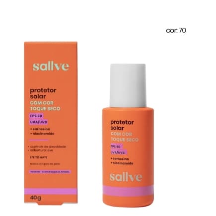 Protetor Solar Facial Fps60 Com Cor 70 Toque Seco 40g VALIDADE;09/2026