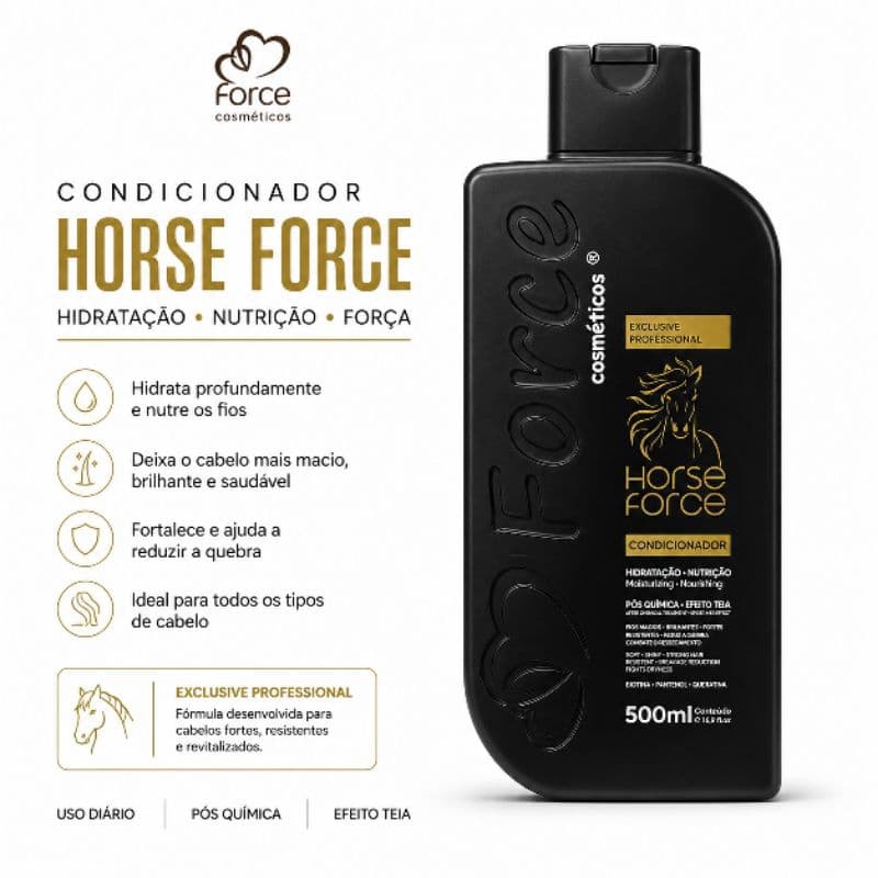 Condicionador Horse Force Force Cosméticos 500ml – Hidratação, Nutrição e Fortalecimento Capilar