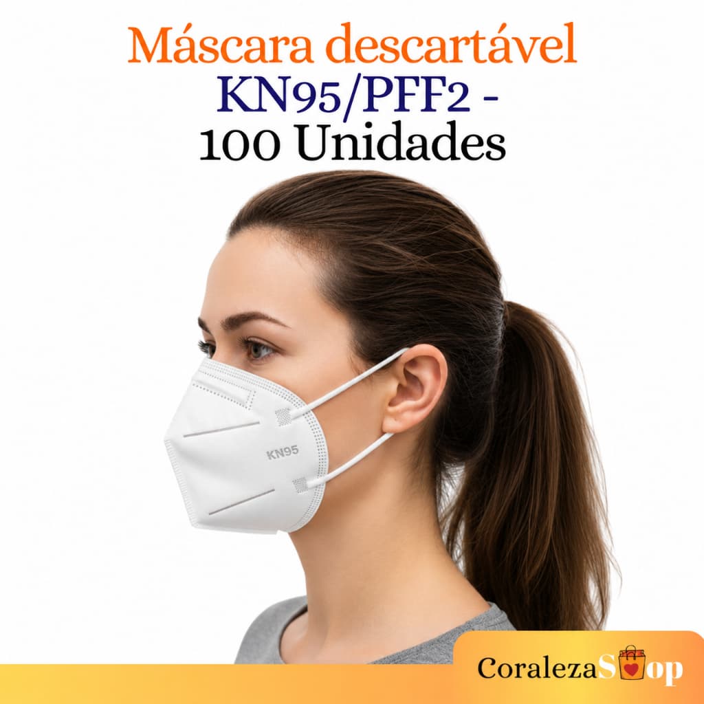 Kit 100 Máscaras EPI KN95/PFF2 Branca 5 Camadas Proteção Descartável