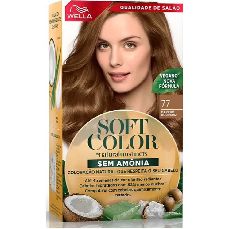 Tintura Wella Soft Color 77 Marrom Dourado sem Amônia para Cabelo