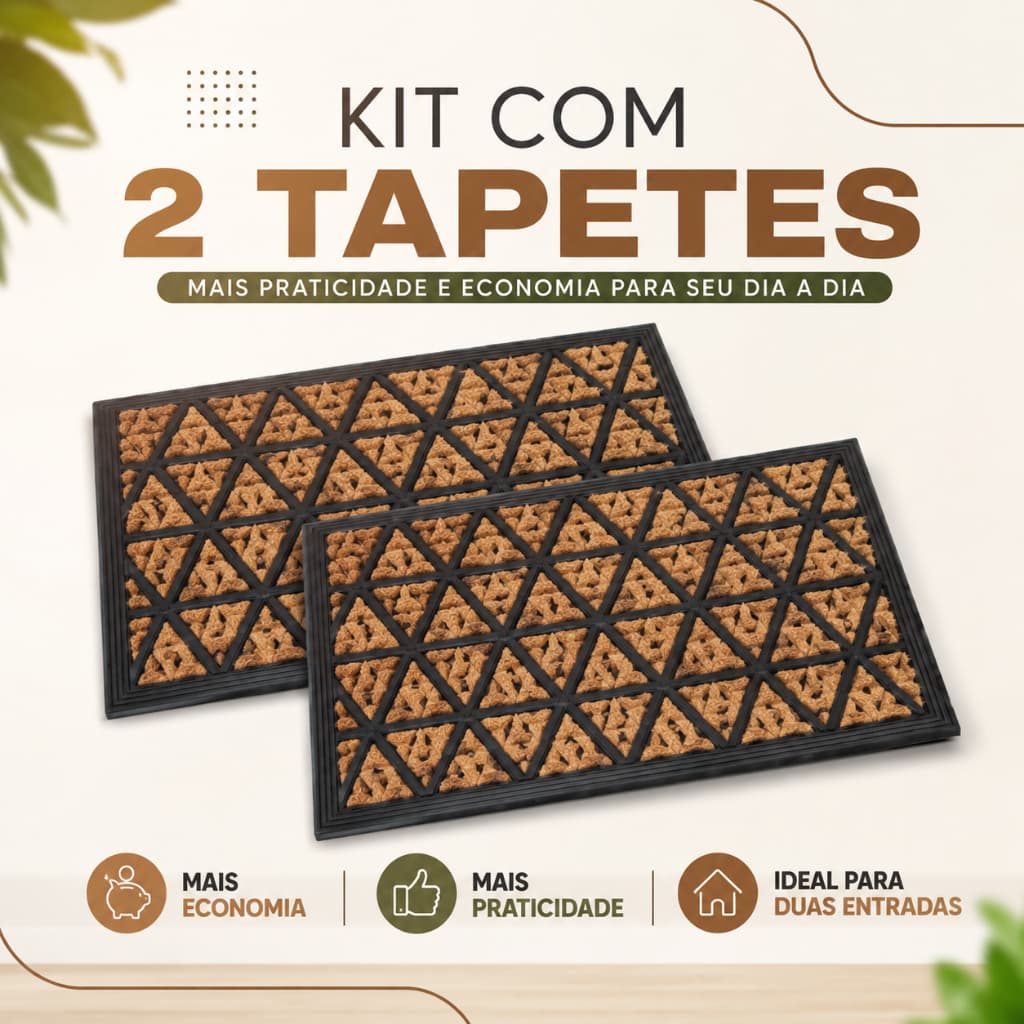 Kit 2 Peças Tapete Capacho Porta Entrada Grande Borracha Antiderrapante Ideal para Cozinha Corredor Quarto 40x60