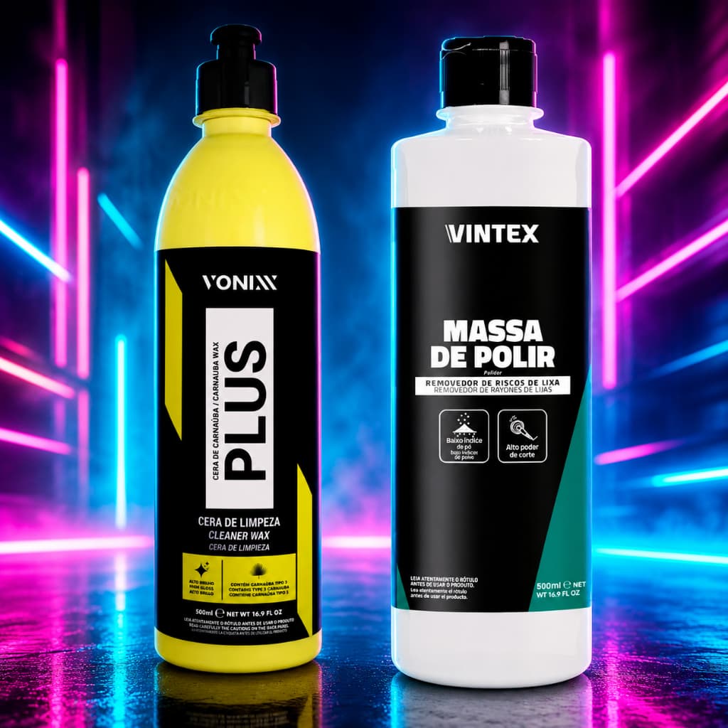 Kit Polimento Completo Vonixx Cera e Massa Polir Automotivo